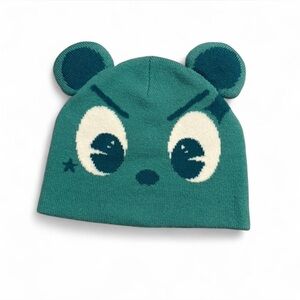 MADGRILLZ Emotional Therapy Teal Bear Face Knit Beanie